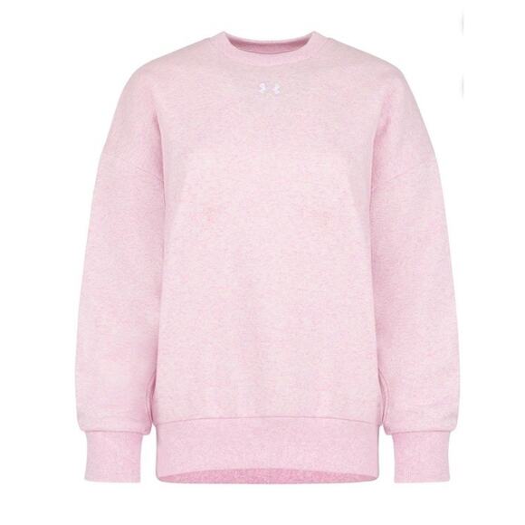 Under Armour UA Rival Fleece Women's Oversized Crew Size Medium Pink - Picture 1 of 10
